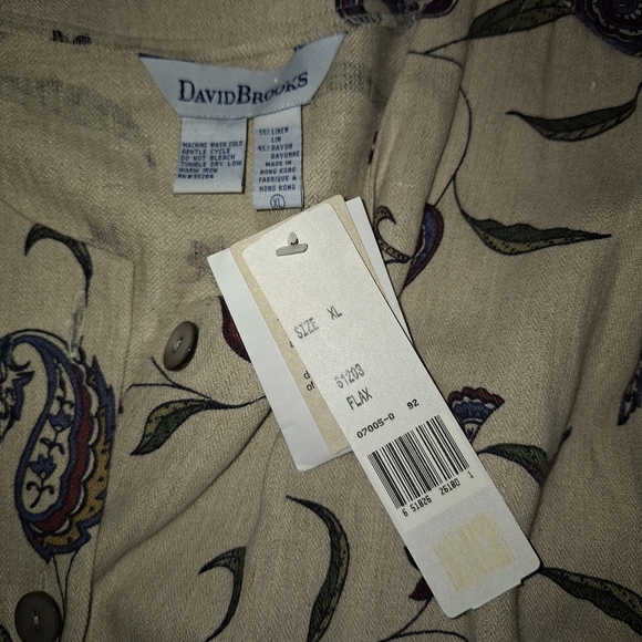 NWT David Brooks 2 Piece Linen Blend Paisley Leaf Print Cardigan & Top Size XL - Picture 5 of 14